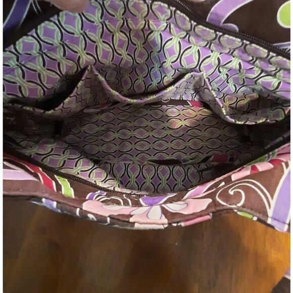Vera Bradley PURPLE PUNCH GABBY Floral Quilted Bag With Zipper & Pockets - Picture 7 of 10